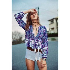 Arnhem Wild Magnolia Long Sleeve Bloe Top Size 10